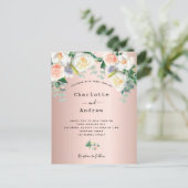 Carte Postale Rose or bleu rose floral blanc mariage (Debout devant)