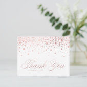 Carte Postale Rose or Foil Confetti Mariage Merci (Debout devant)