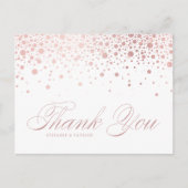 Carte Postale Rose or Foil Confetti Mariage Merci (Devant)