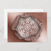 CARTE POSTALE ROSE OR MANDALA PARTIES SCINTILLANT TORN PAPIER (Devant / Derrière)