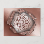 CARTE POSTALE ROSE OR MANDALA PARTIES SCINTILLANT TORN PAPIER (Devant)