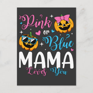 Carte Postale Rose ou Bleu Maman T'aime Bébé Citrouille