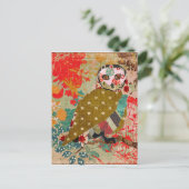 Carte postale rose Owl Floral (Debout devant)