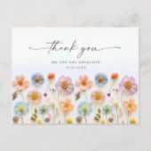 Carte Postale Rose Pâle Élégant Bohème Fleur Sauvage Merci (Devant)