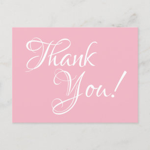 Carte Postale Rose Pâle et Calligraphie Blanche Merci