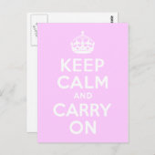 Carte Postale Rose pâle Gardez le calme et continuer (Devant / Derrière)