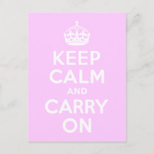 Carte Postale Rose pâle Gardez le calme et continuer