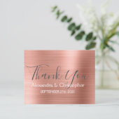 Carte Postale Rose pâle | Rose Gold Elegant Mariage Merci (Debout devant)