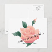 Carte Postale Rose (Pêche) - Belle nature (Devant / Derrière)