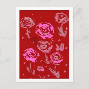 Carte Postale Rose Peinture rouge arrière - plan abstrait
