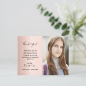 Carte Postale Rose photo diplômé Merci or  (Debout devant)