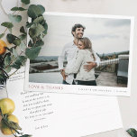 Carte Postale Rose photo moderne simple Mariage Merci or<br><div class="desc">Ce mariage photo moderne et simple, élégant, vous remercie modèle de carte postale avec vos noms et date sous votre photo, ainsi que 'LOVE & THANKS' mis en valeur dans une élégante nuance d'or rose. L'autre texte à l'avant est un noir légèrement adouci. Vous pouvez choisir de modifier la police,...</div>