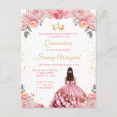Carte Postale Rose Pink Princesse Fleurie Quinceañera (Devant)