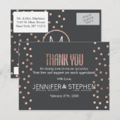 Carte Postale Rose Pois d'or et de charbon noir Merci (Devant / Derrière)