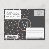 Carte Postale Rose Pois d'or et de charbon noir Merci (Dos)