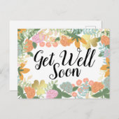 Carte Postale Rose Printemps Fleur Clover Se Bien Bientôt (Devant / Derrière)