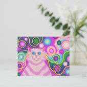 Carte postale rose psy-chat-lique (Debout devant)