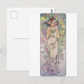 Carte Postale Rose (Quatre Fleurs), Alphonse Mucha (Devant / Derrière)