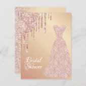 Carte Postale Rose robe or parties scintillant douche nuptiale i (Devant / Derrière)