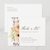 CARTE POSTALE ROSE ROMANTIQUE, PURPLE, MERCI FLORAL BLEU (Devant / Derrière)