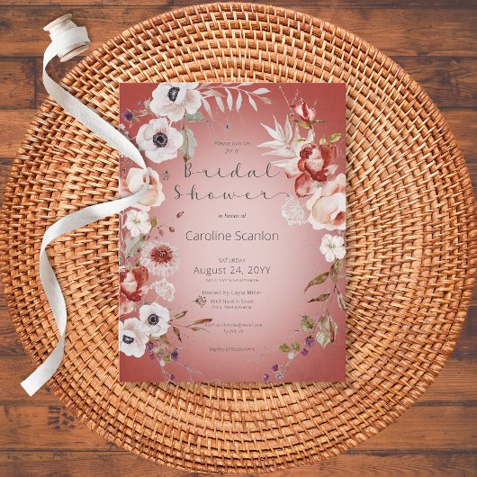 Carte Postale Rose romantique Rose Floral Douche nuptiale Invita