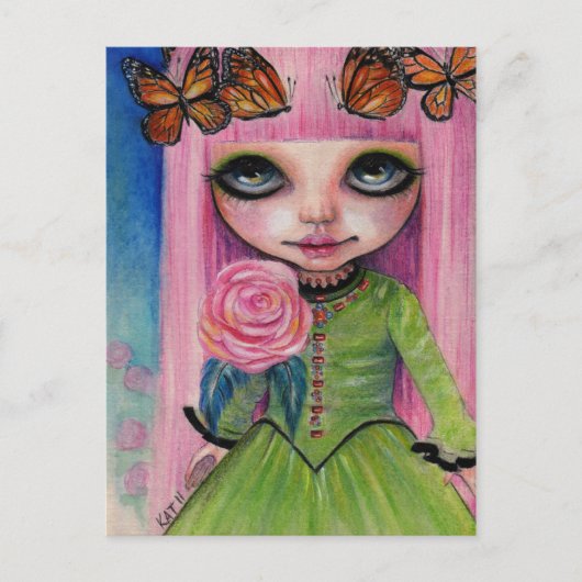 Carte Postale Rose rose cheveux Blythe fan art (Devant)