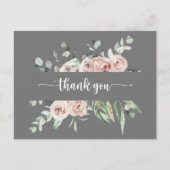 Carte Postale Rose rose classique Merci gris floral (Devant)