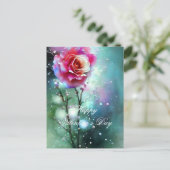 Carte Postale Rose rose de la pluie valentine (Debout devant)