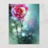 Carte Postale Rose rose de la pluie valentine (Devant)
