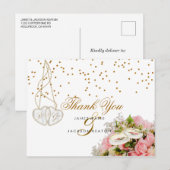 Carte Postale Rose Rose Fleur Fleurs - Merci (Devant / Derrière)
