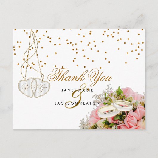 Carte Postale Rose Rose Fleur Fleurs - Merci (Devant)