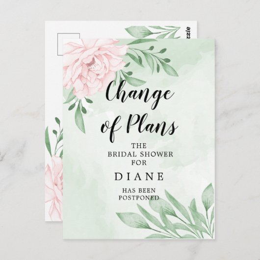 Carte Postale Rose Rose Foliage Modifier La Fête des mariées Dat (Devant / Derrière)