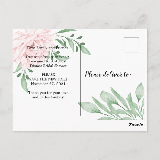 Carte Postale Rose Rose Foliage Modifier La Fête des mariées Dat (Dos)