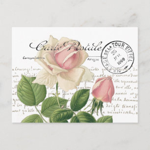Carte Postale Rose Rose French Script Vintage