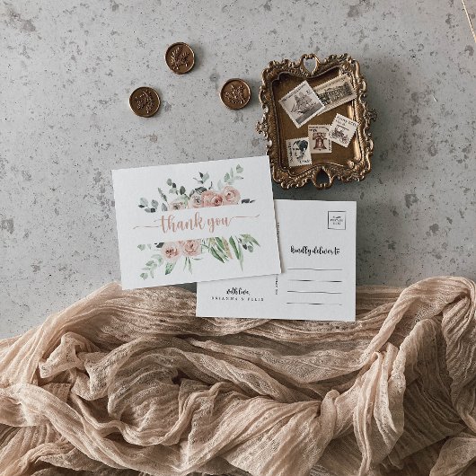 Carte Postale Rose rose rose rose classique Merci floral