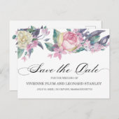 Carte Postale Rose Rose Rose Rose Rose Floral Enregistrer la dat (Devant / Derrière)