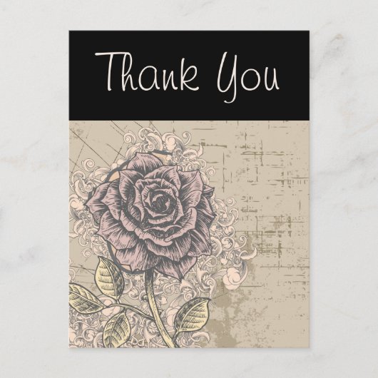 Carte Postale Rose rose Vintage Grunge Floral (Devant)