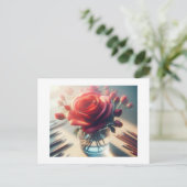 Carte Postale rose rouge, (Debout devant)