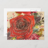 Carte Postale rose rouge (Devant / Derrière)