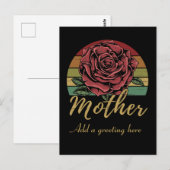 Carte Postale Rose rouge de coucher de soleil rétro en détresse  (Devant / Derrière)