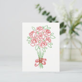 Carte Postale Rose rouge florale et fleurs vertes - Mariage d'am (Debout devant)