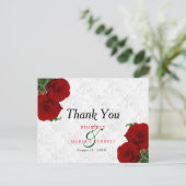 Carte Postale Rose rouge profonde Mariage floral - Merci (Debout devant)