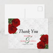 Carte Postale Rose rouge profonde Mariage floral - Merci (Devant / Derrière)