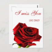 Carte Postale Rose rouge romantique qui vous manque (Devant / Derrière)