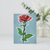 Carte Postale Rose rouge simple (Debout devant)