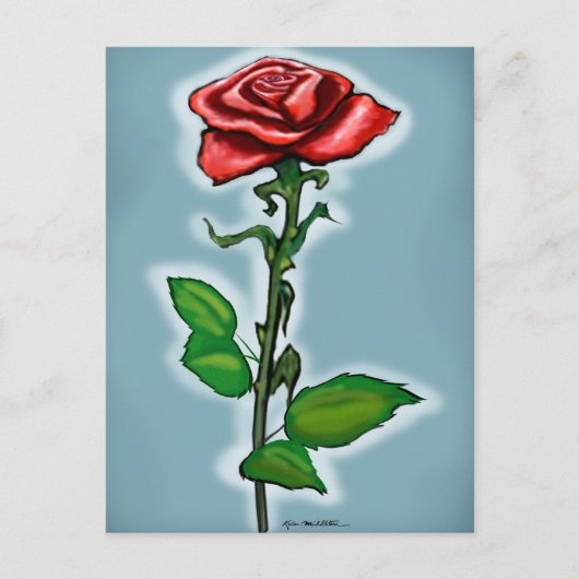 Carte Postale Rose rouge simple (Devant)