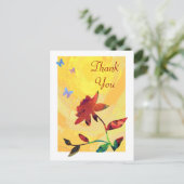 Carte Postale Rose rouge sur jaune (Debout devant)