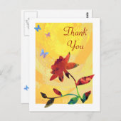 Carte Postale Rose rouge sur jaune (Devant / Derrière)