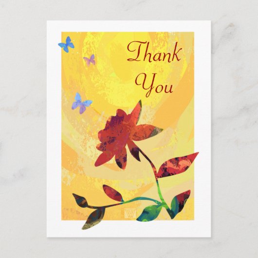 Carte Postale Rose rouge sur jaune (Devant)