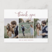 Carte Postale Rose Rustique Gold Script 3 Modèle photo Merci (Devant)